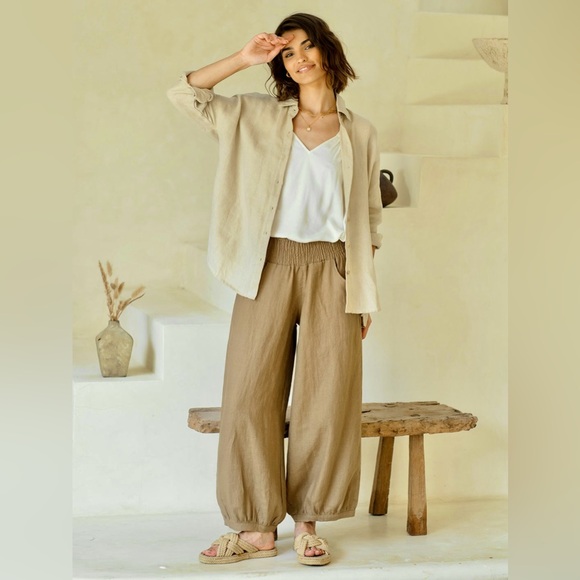 NWT Nomad the Label French Linen Pants Parachute Balloon Wide US 12 XL - Picture 15 of 16